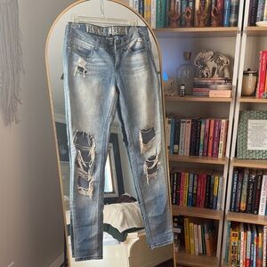 Vintage Rewind Distressed Skinny Jeans - Gray